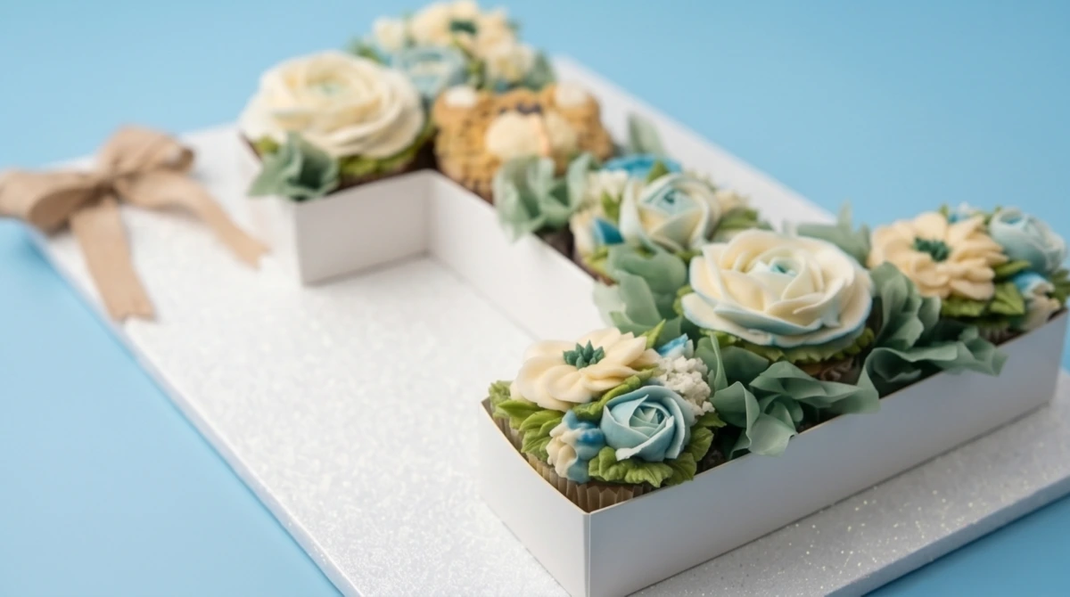 Number box cupcakes viewed from an angle