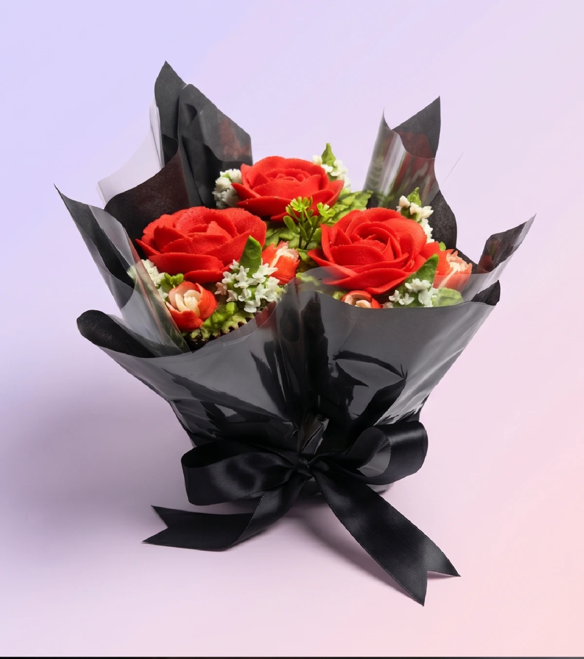 3 rose cupcake bouquet